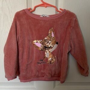 H&M Pink Fleece Top with Sequin Detail